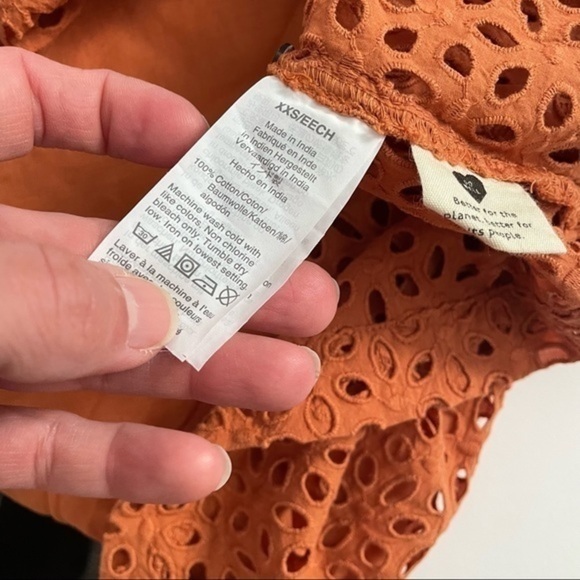 Madewell Eyelet Ruffle Sleeve Pintuck Mini Dress Mulled Cider AN137 - Picture 6 of 8